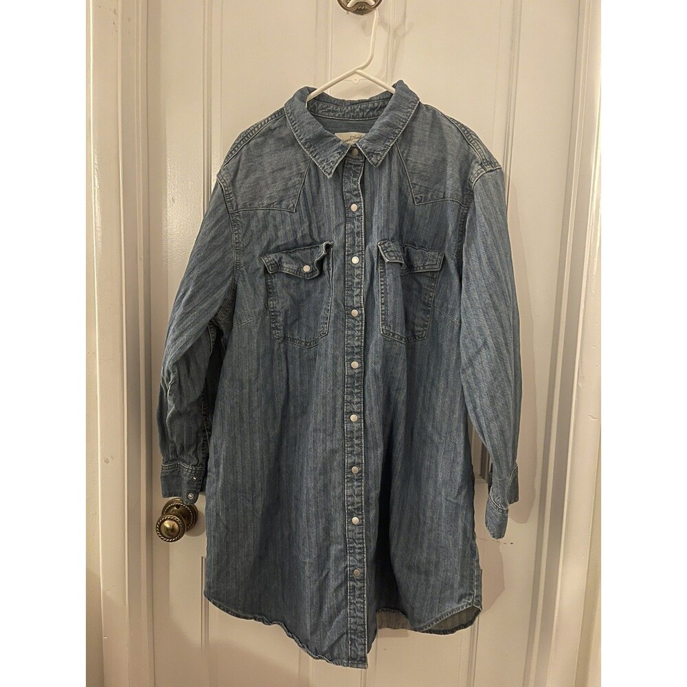 Women’s Universal Thread Western Dress Denim Tunic Pockets Buttons Plus Size 1X